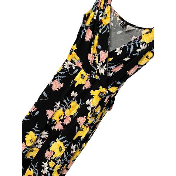 H & M Divided Floral Faux Wrap Maxi Dress Spaghetti Strap Black 2 - Picture 4 of 8
